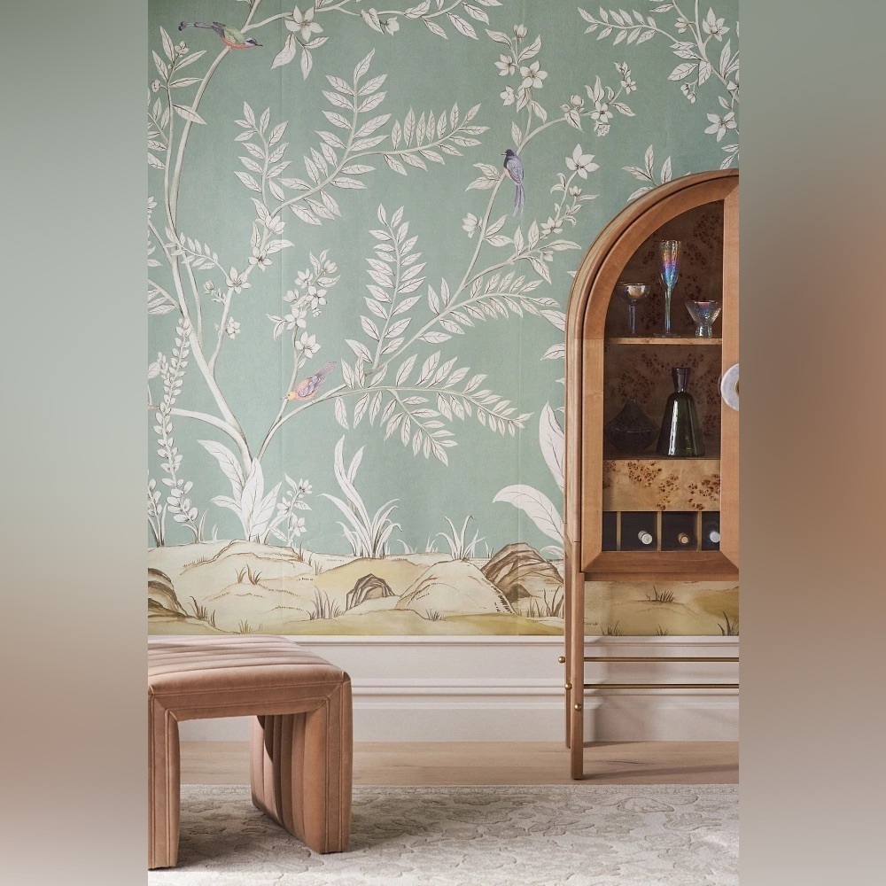 Anthropologie Vining Beauty Floral Green Wall Mural